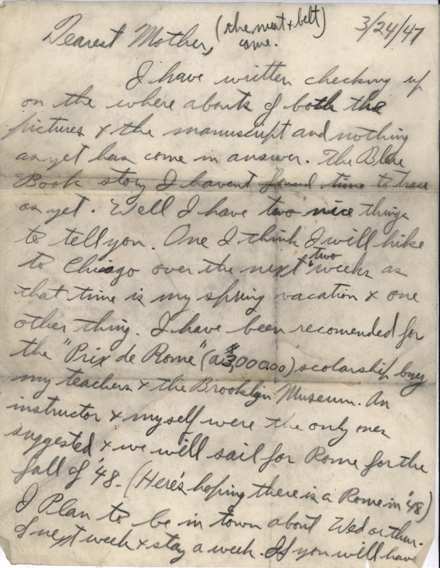 1947-03-24 Letter from Harry Jackson to Ellen Jackson (1 of 2)