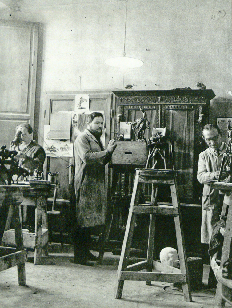 1959 HJ at Vignali-Tommasi Foundry, Aldo Vignali at right of photo