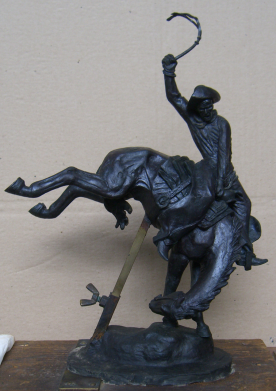 Bronc Stomper III, finished but never cast model for reduction of Bronc Stomper sculpture. 12.75 H x 9 L x 4.5 W inches.