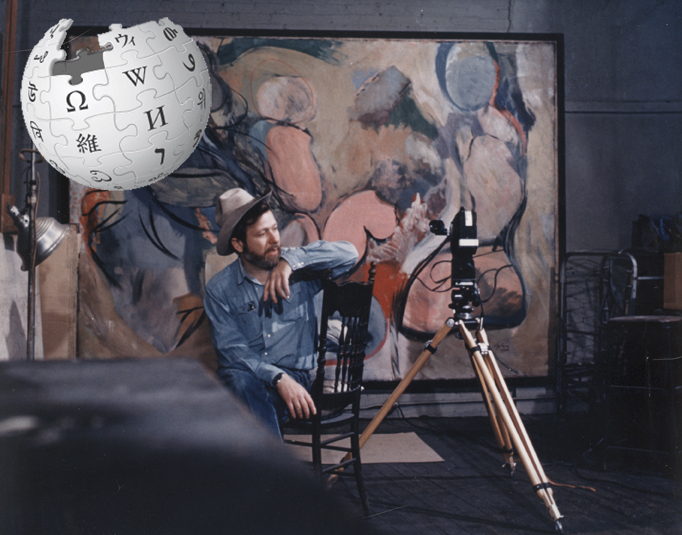 Wikipedia logo and HJ and Family Painting in NY studio